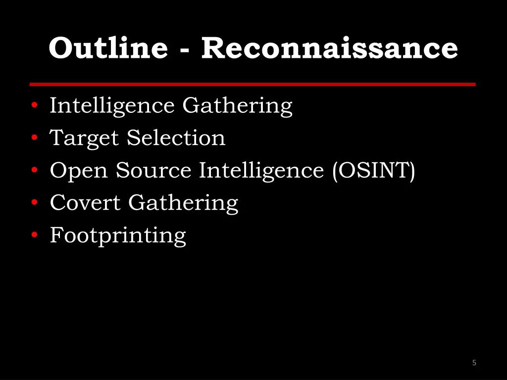 outline reconnaissance