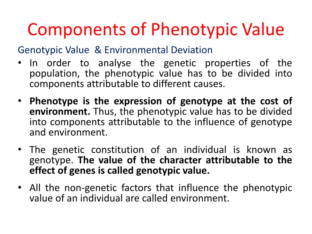 components of phenotypic value genotypic value