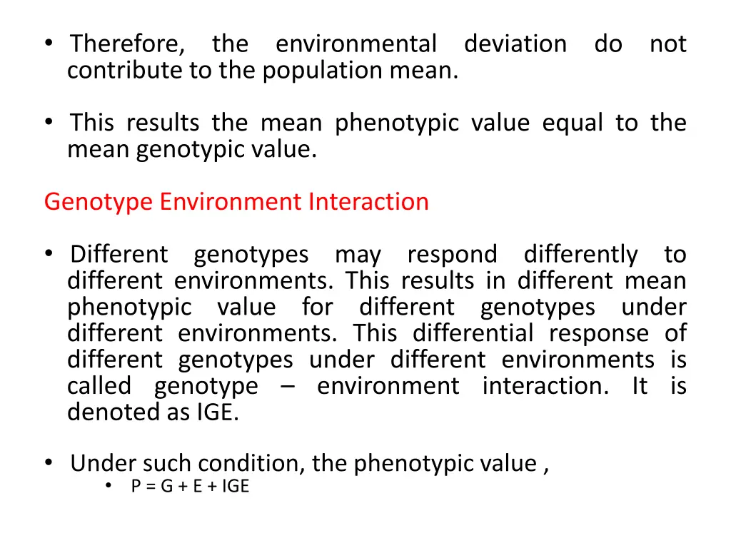 therefore the environmental deviation