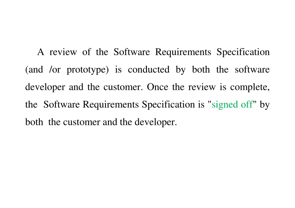 a review of the software requirements