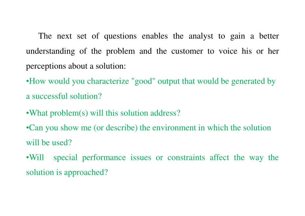 the next set of questions enables the analyst