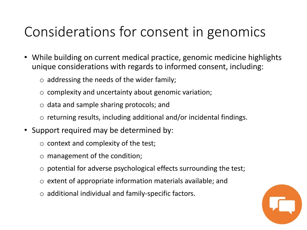 considerations for consent in genomics