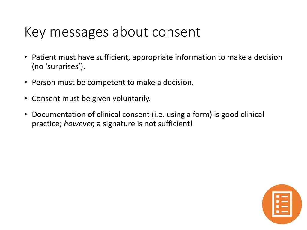 key messages about consent