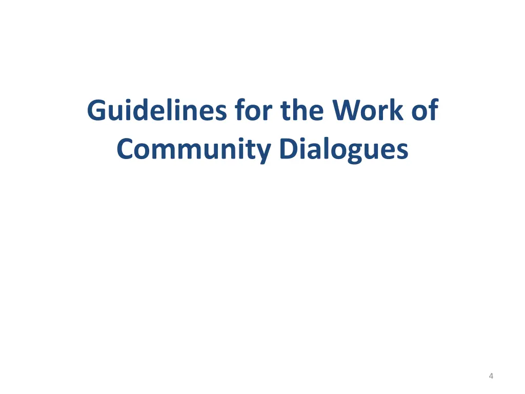 guidelines for the work of community dialogues