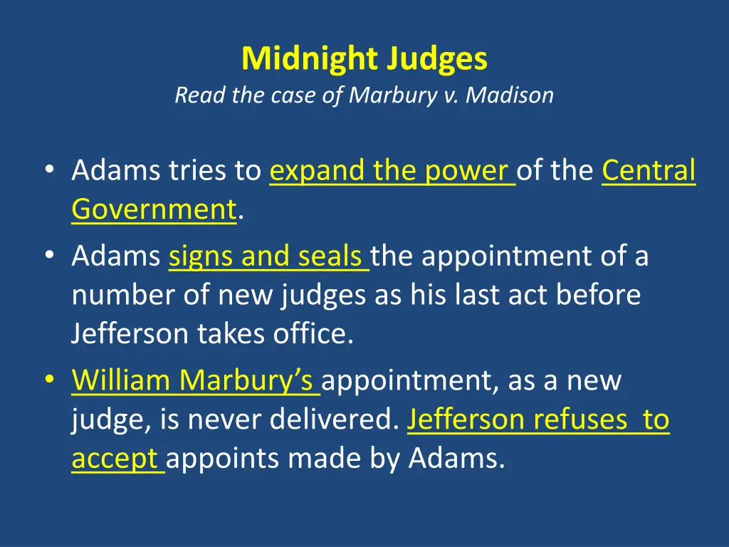 midnight judges read the case of marbury v madison