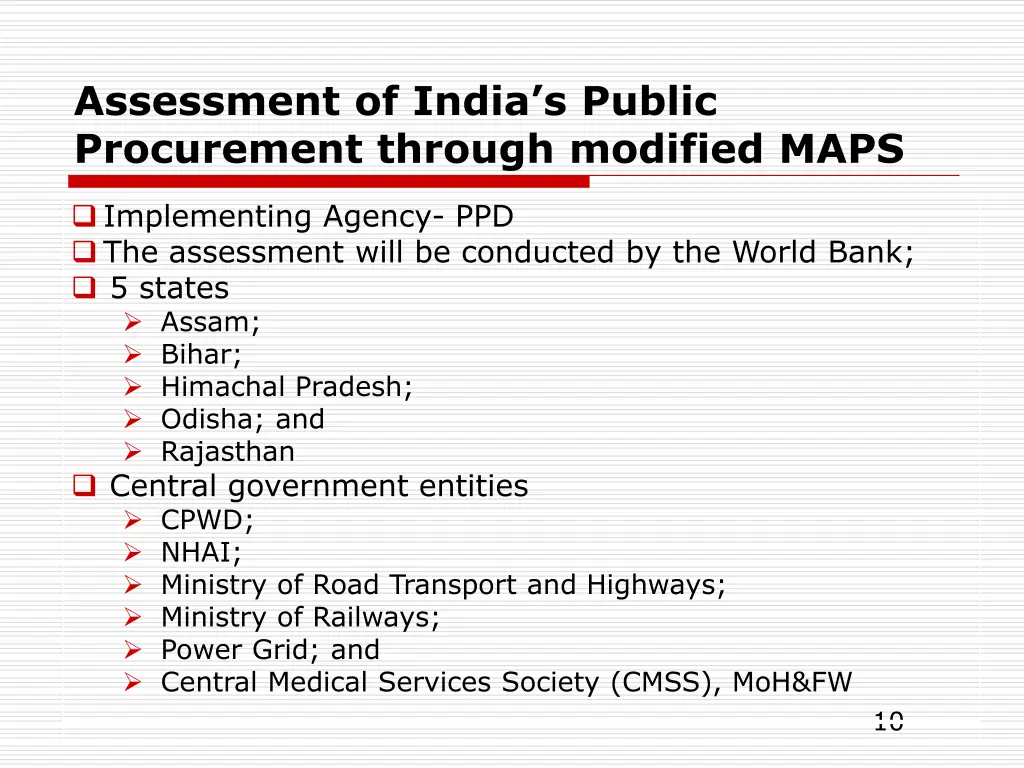 assessment of india s public procurement through