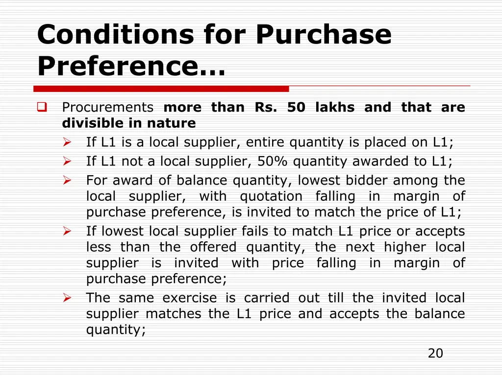 conditions for purchase preference