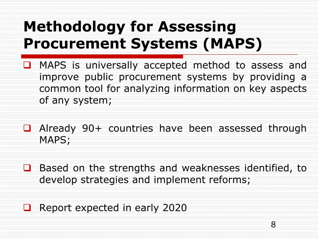 methodology for assessing procurement systems maps 1