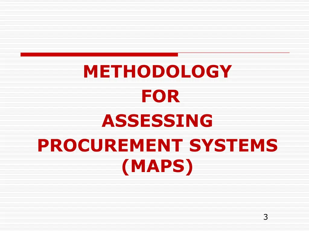 methodology for assessing procurement systems maps