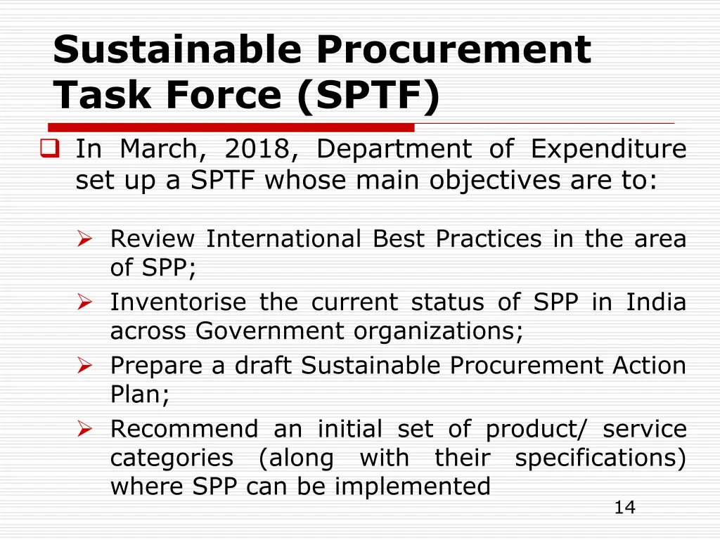 sustainable procurement task force sptf