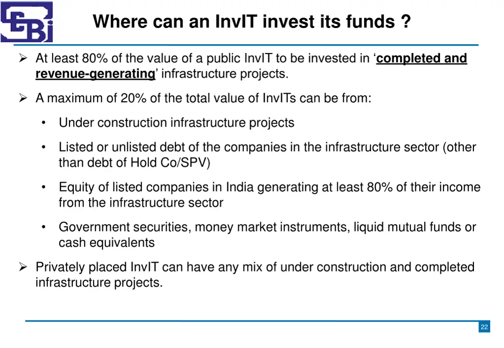 where can an invit invest its funds