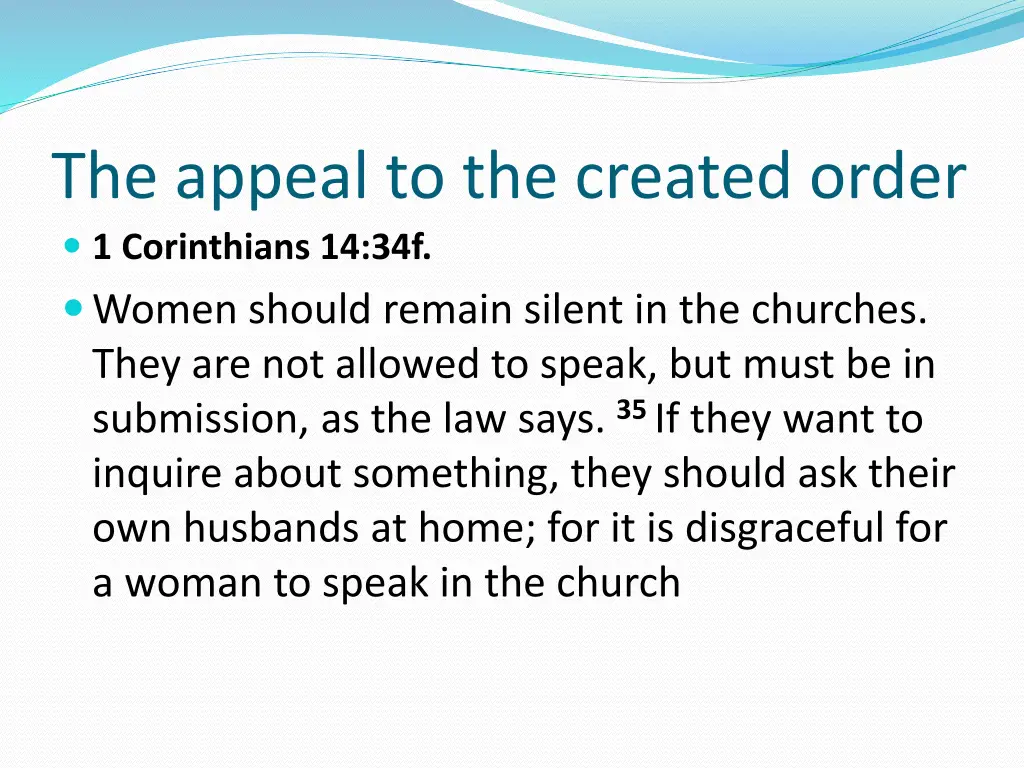 the appeal to the created order 1 corinthians 1