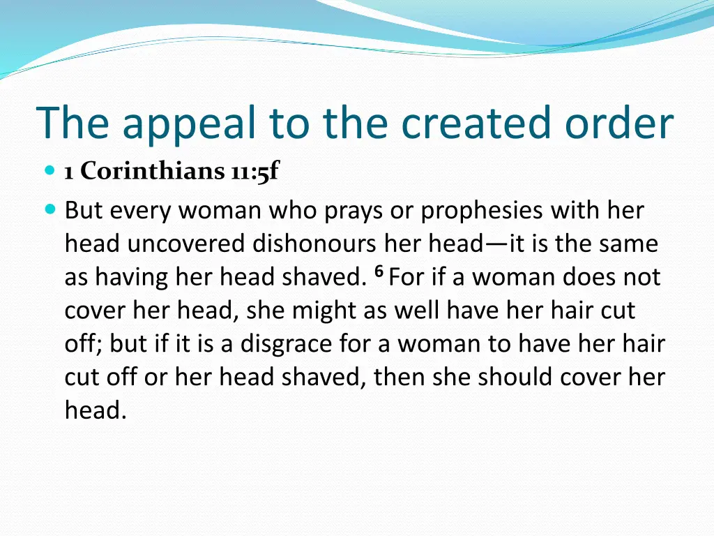 the appeal to the created order 1 corinthians