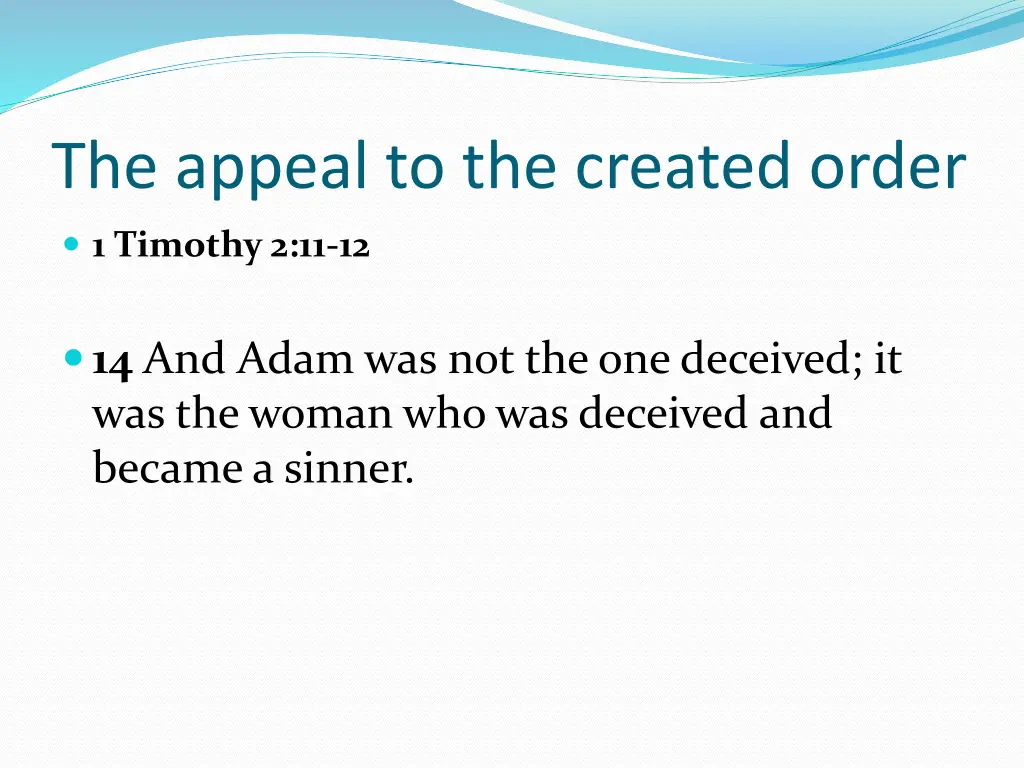 the appeal to the created order 2