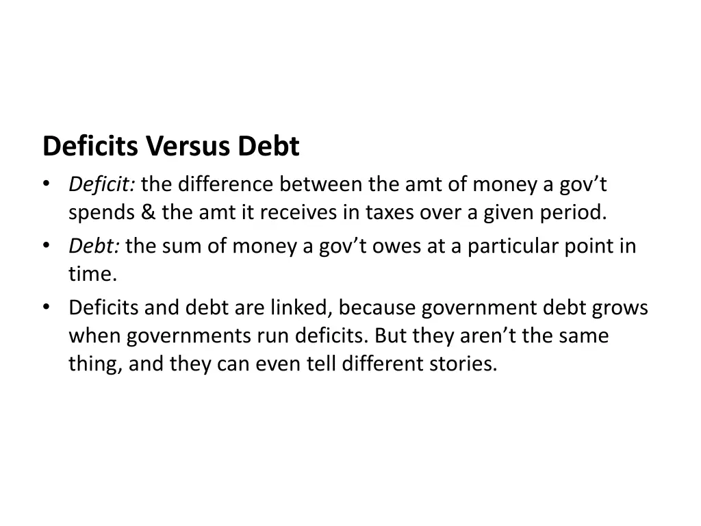 deficits versus debt deficit the difference