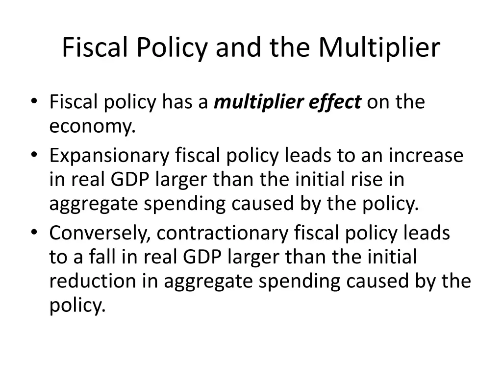 fiscal policy and the multiplier