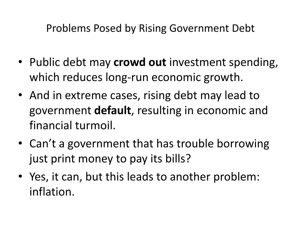 problems posed by rising government debt