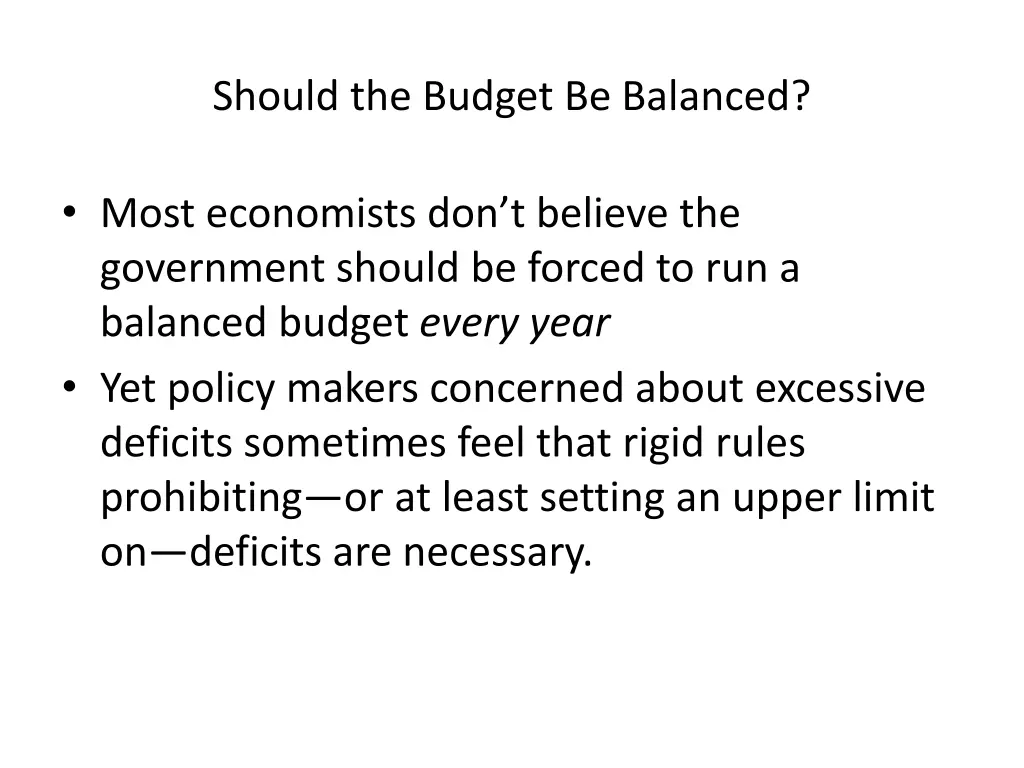 should the budget be balanced