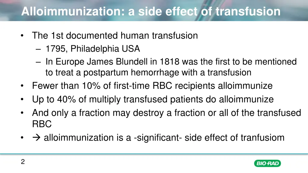 alloimmunization a side effect of transfusion