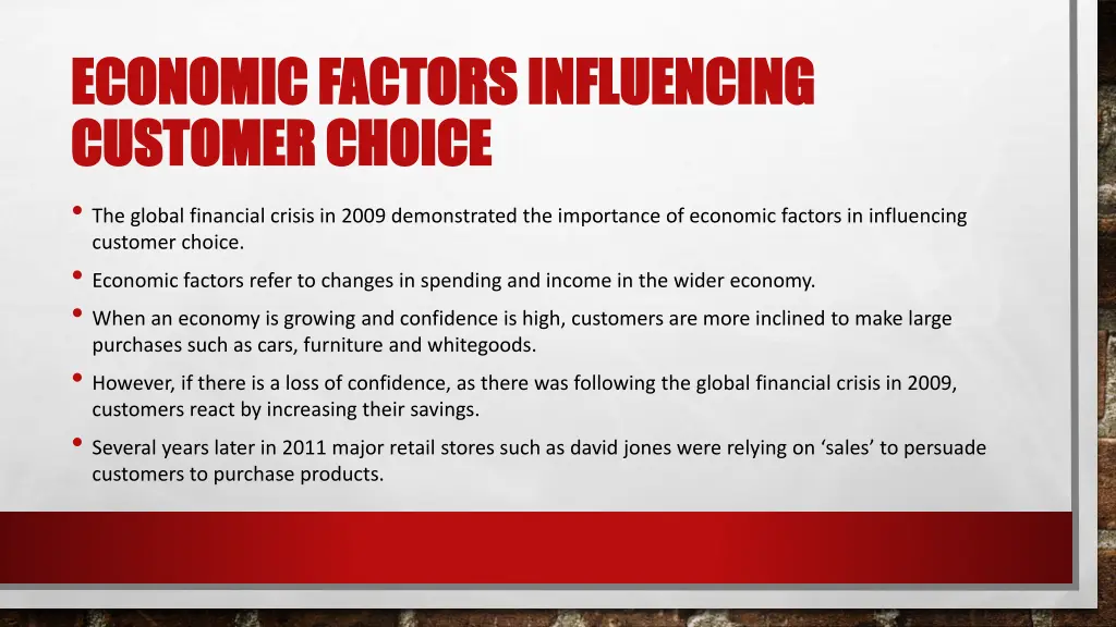 economic factors influencing economic factors