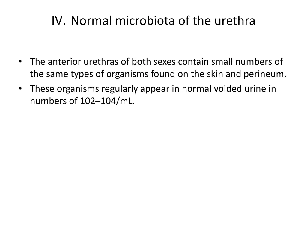 iv normal microbiota of the urethra