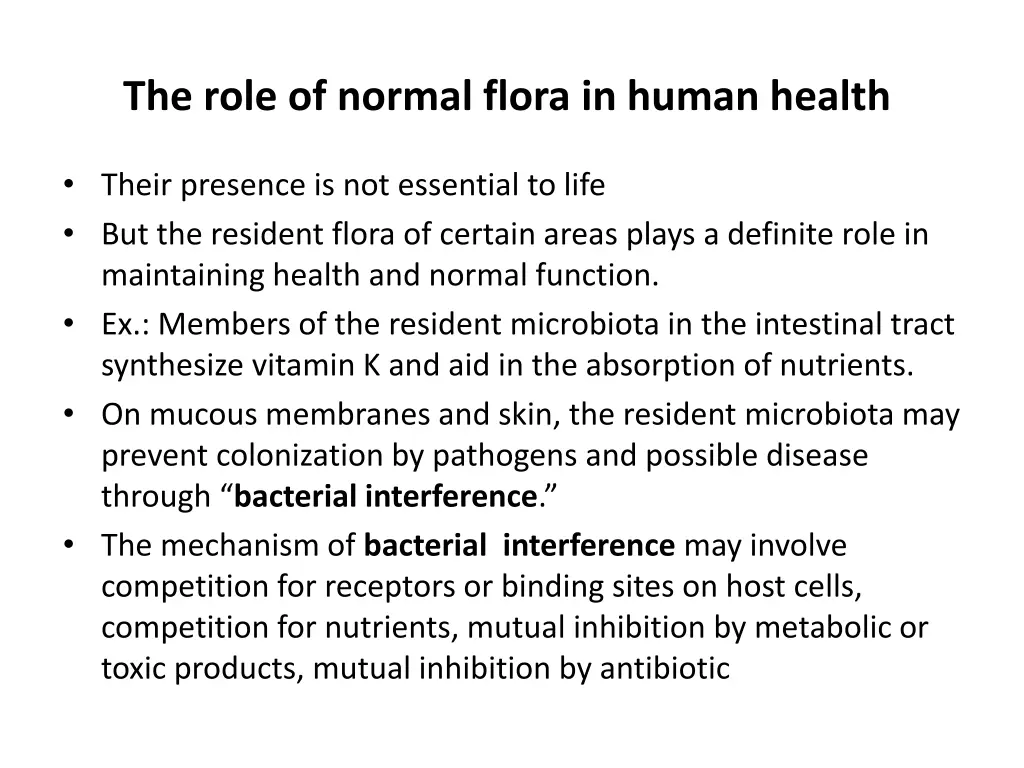 the role of normal flora in human health