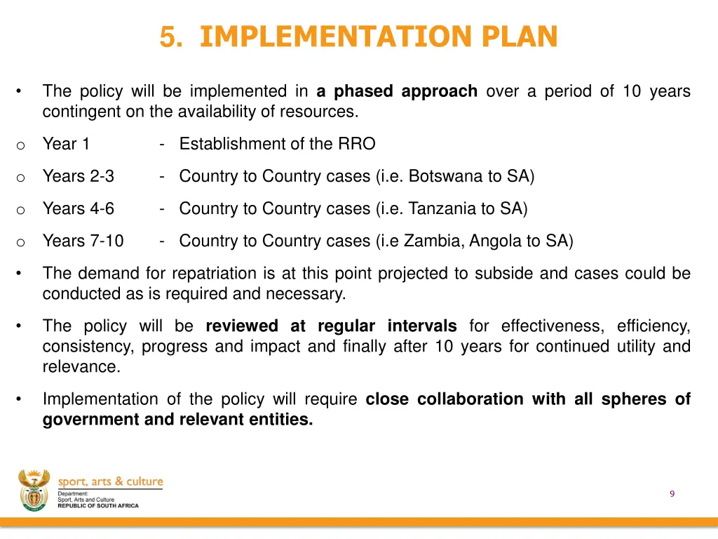 5 implementation plan