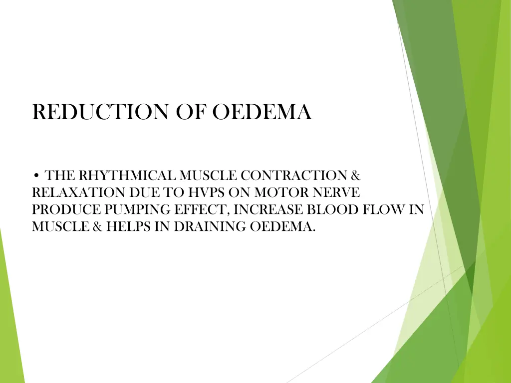 reduction of oedema