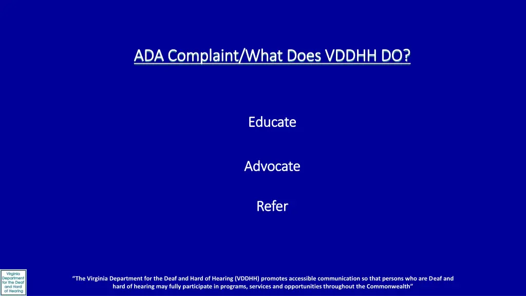 ada complaint what does vddhh do ada complaint