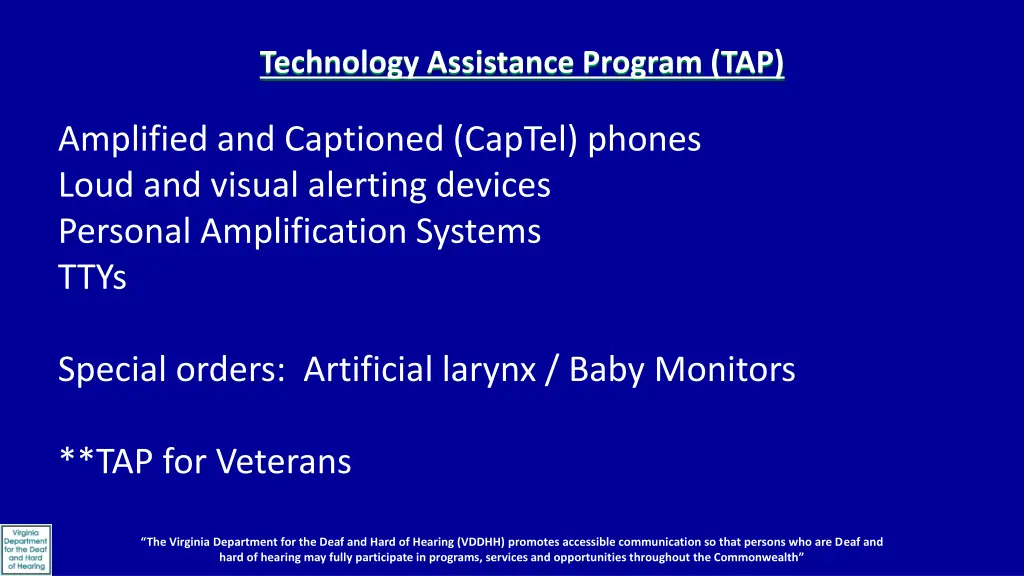 technology assistance program tap