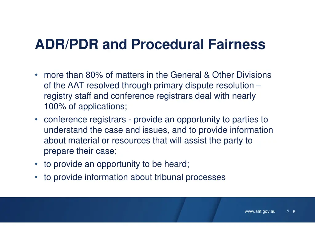 adr pdr and procedural fairness