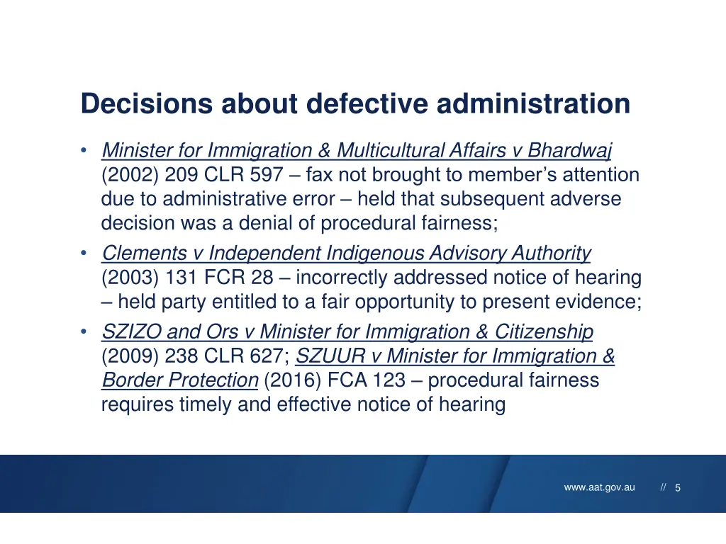 decisions about defective administration