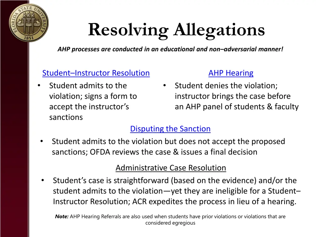 resolving allegations