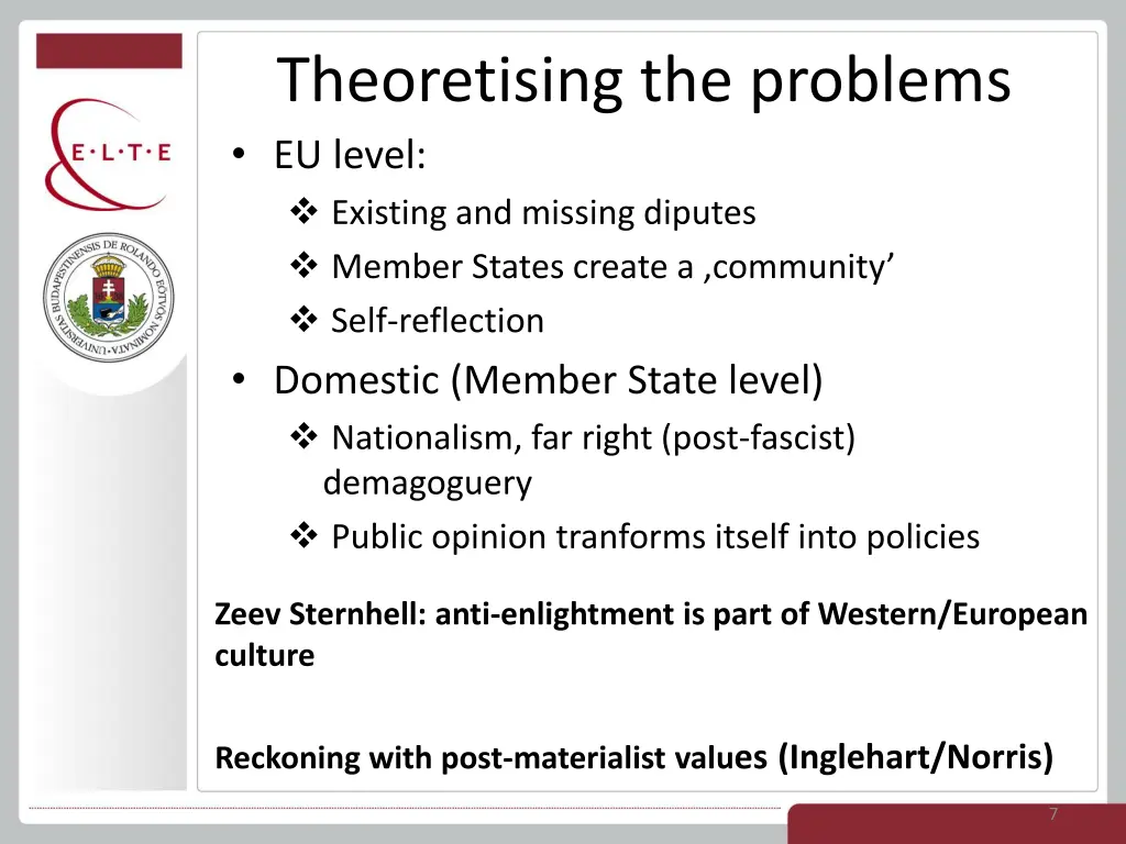 theoretising the problems eu level existing