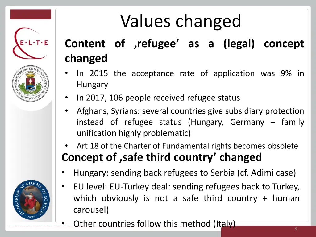 values changed