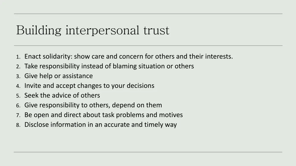 building interpersonal trust