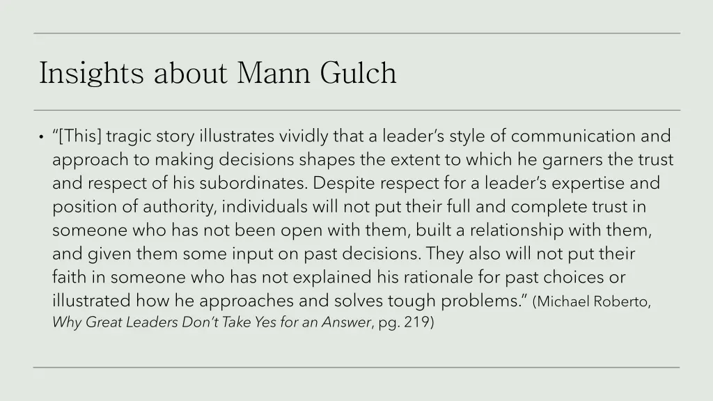 insights about mann gulch