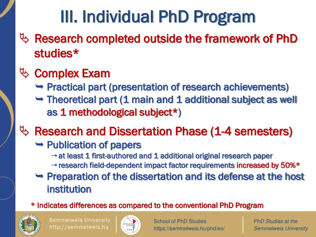 ii iii i individual phd program individual