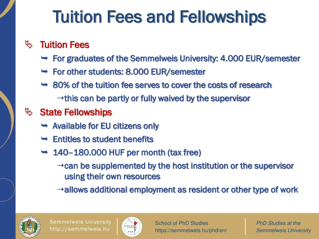 tuition fees and fellowships tuition fees