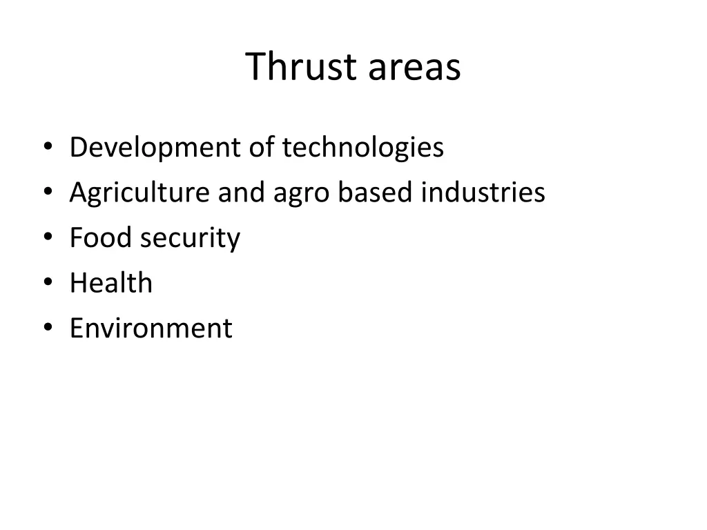 thrust areas