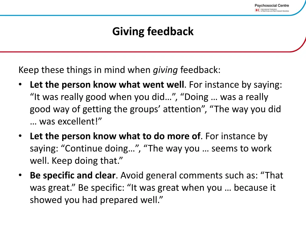 giving feedback