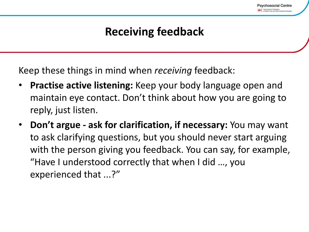 receiving feedback