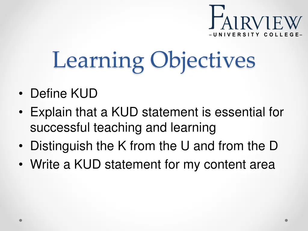 learning objectives