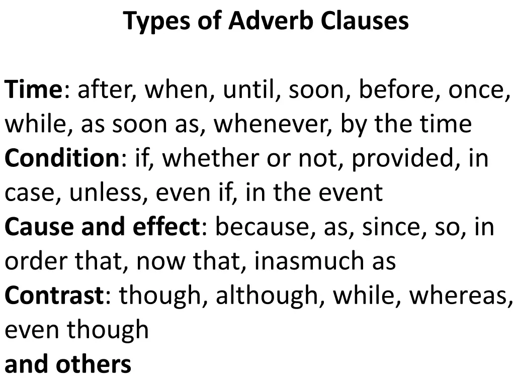 types of adverb clauses