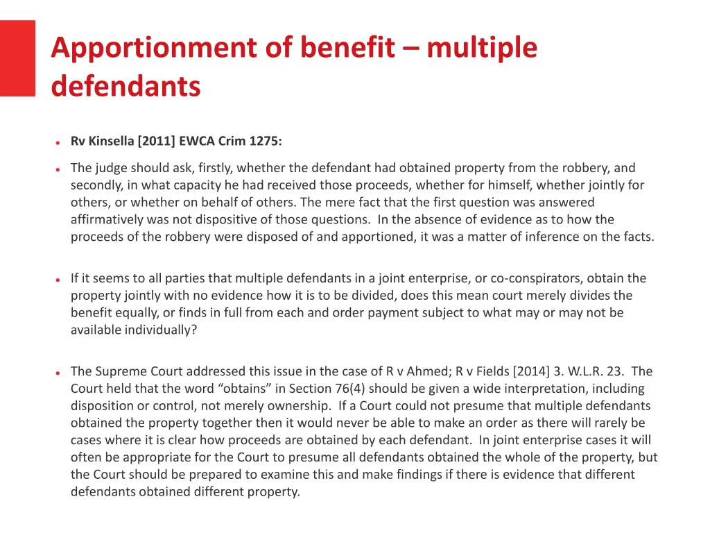 apportionment of benefit multiple defendants