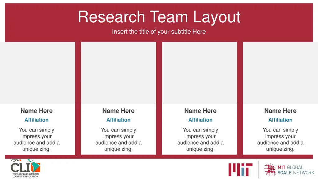 research team layout insert the title of your