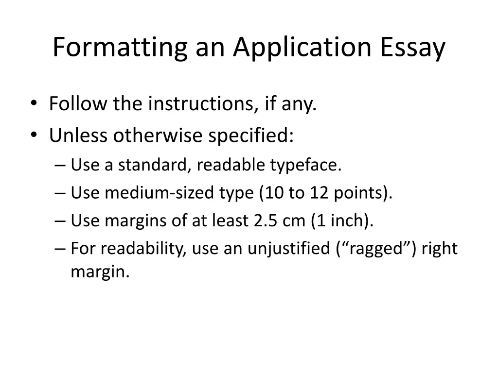 formatting an application essay