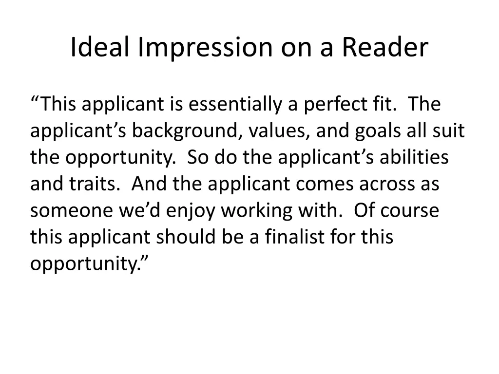 ideal impression on a reader