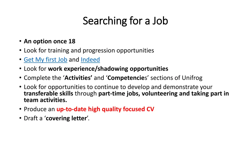 searching for a job searching for a job