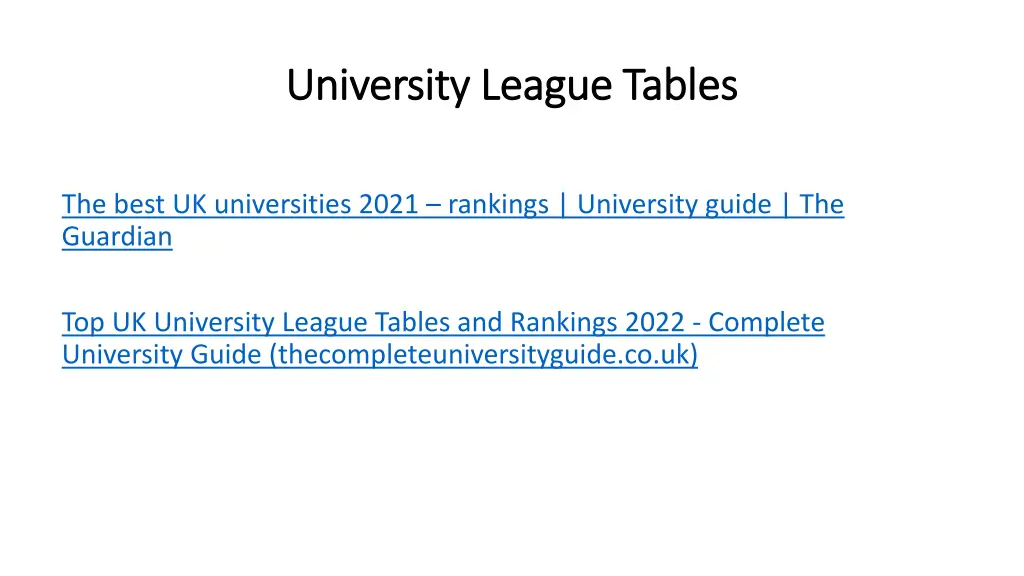 university league tables university league tables